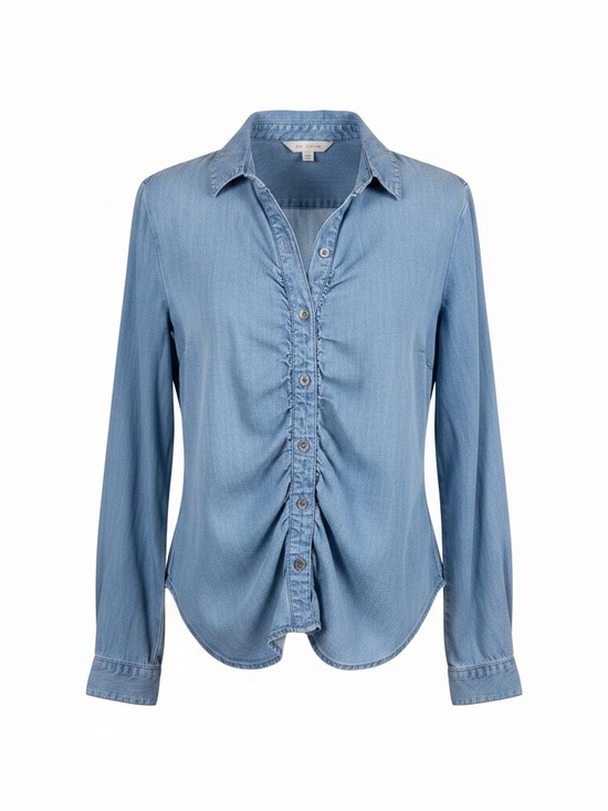 cloth & stone Tops - cloth & stone Light Blue Ruched-Front Chambray Button-Down